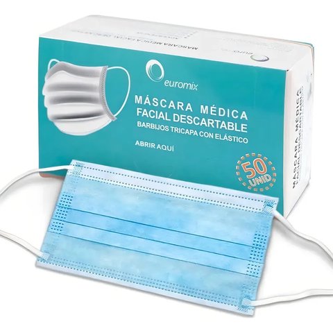 Barbijo tricapa con elástico - Caja x 50 Unidades - vista 1