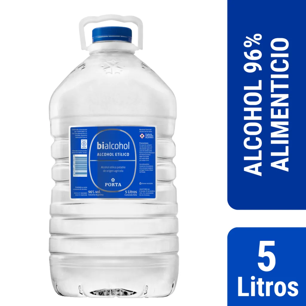 Alcohol al 96% Alimenticio - Bidon 5 Litros